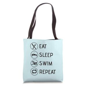 eat sleep swim repeat cool boys girls swimming gift swimmer tote bag