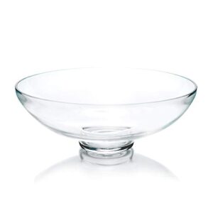 cys excel glass decorative footed bowl (h:4.5″ d:12″) | fruit display bowl | terrarium bowl | compote vase kitchen table centerpiece | footed pedestal bowl