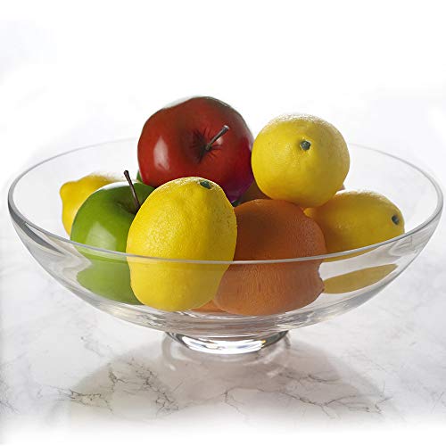 CYS Excel Glass Decorative Footed Bowl (H:4.5" D:12") | Fruit Display Bowl | Terrarium Bowl | Compote Vase Kitchen Table Centerpiece | Footed Pedestal Bowl