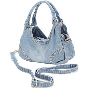 arnosoar denim shoulder bag women hobo handbag casual fashion tote top-handle satchel washed blue