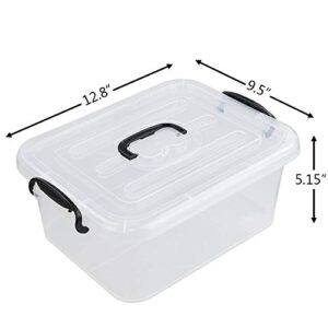 Idomy 8 L Plastic Storage Latch Box, Clear Containers with Lids, 2-Pack