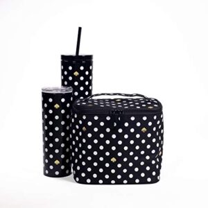 Kate Spade New York Insulated Tumbler with Reusable Straw, Black 20 Ounce Acrylic Travel Cup with Lid, Polka Dots