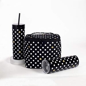 Kate Spade New York Insulated Tumbler with Reusable Straw, Black 20 Ounce Acrylic Travel Cup with Lid, Polka Dots