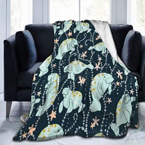 D-WOLVES Plush Throw Blanket,Manatee Soft Fuzzy Fleece Blanket,Cozy Solid Robe Outdoor Camping Travel Blanket for Bedroom Livingroom Sofa Couch Car Bed,50x60 in