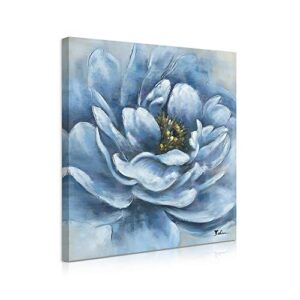 yidepot blue flowers wall decor: peony wall art blue flower blossom floral pictures wall decor canvas floral wall art wall pictures for living room blue with frame and easy to hang (12″x12″x1 panel)
