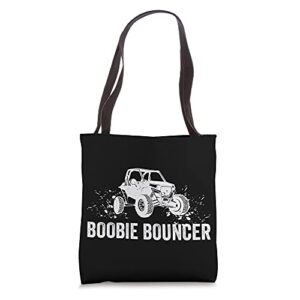 boobie bouncer funny off road mud off roading atv humor tote bag