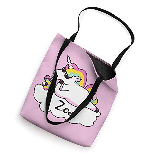 Funny Unicorn Zoe Name Gift Trendy Pink Personalized Tote Bag