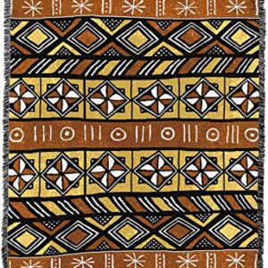 Pure Country Weavers Bogolan Mud Cloth Blanket XL - African Cultural Gift Tapestry Throw Woven from Cotton - Made in The USA (82x62)