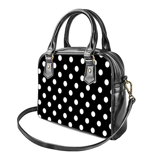 Forchrinse Black White Polka Dot Satchel Handbag for Women Ladies,Top Handle Satchel Purse Pu Leather Tote Shoulder Purse Crossbody Bag