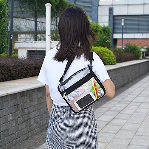 Edraco Clear Crossbody Purse Bag - Stadium Approved, Gym Clear Shoulder Tote Bag with Front Pocket and Adjustable Strap for Women, Men