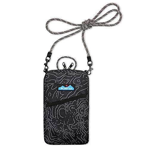 KAVU Essential Case Zip Crossbody Wallet with Rope Strap - Black Topo