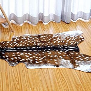 Faux Cowhide Rug Animal Print Area Rug Deer Hide Rug Sika Deer Carpet Cow Hides and Skins Rug for Home,Livingroom (3.6x3ft)