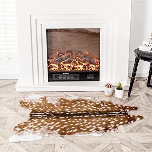 Faux Cowhide Rug Animal Print Area Rug Deer Hide Rug Sika Deer Carpet Cow Hides and Skins Rug for Home,Livingroom (3.6x3ft)