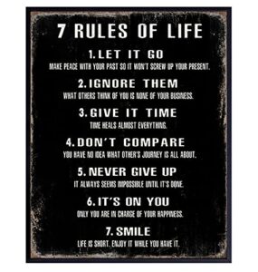 7 rules of life wall art – motivational posters, 8×10 – inspirational gifts for women, men – inspirational wall decor – inspiring positive quotes wall decor – home office, bedroom, living room