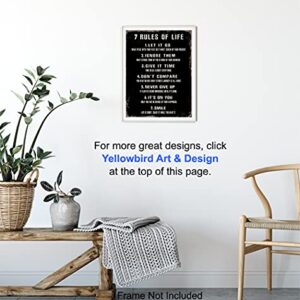 7 Rules Of Life Wall Art - Motivational Posters, 8x10 - Inspirational Gifts for Women, Men - Inspirational Wall Decor - Inspiring Positive Quotes Wall Decor - Home Office, Bedroom, Living Room