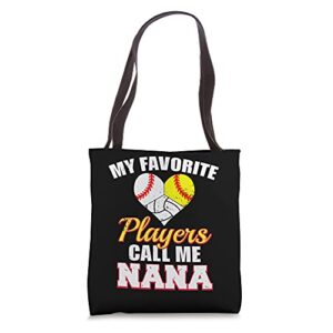 my favorite players baseball softball volleyball nana tote bag