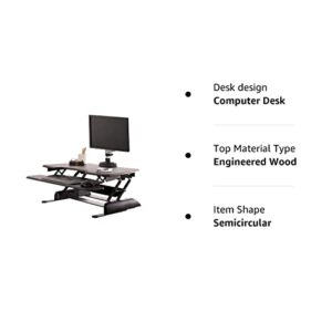 Vari - VariDesk Essential 36 - Two-Tier Standing Desk Converter for Monitor & Accessories - Height Adjustable Sit Stand Desk - Fully Assembled Monitor Riser for Home Office - 36" Wide, Black