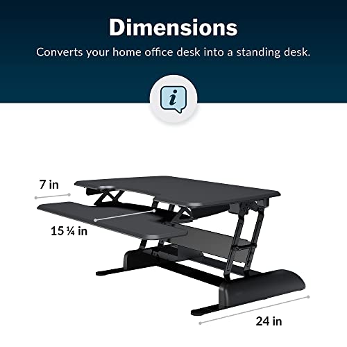 Vari - VariDesk Essential 36 - Two-Tier Standing Desk Converter for Monitor & Accessories - Height Adjustable Sit Stand Desk - Fully Assembled Monitor Riser for Home Office - 36" Wide, Black