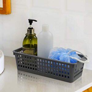 Vcansay Plastic Small Slim Rectangle Storage Baskets, 6 Packs