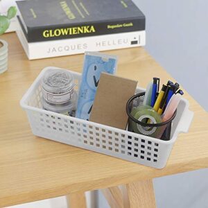 Vcansay Plastic Small Slim Rectangle Storage Baskets, 6 Packs