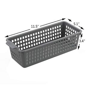 Vcansay Plastic Small Slim Rectangle Storage Baskets, 6 Packs