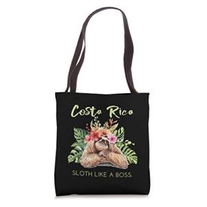 costa rica sloth like a boss vacation souvenir tote bag