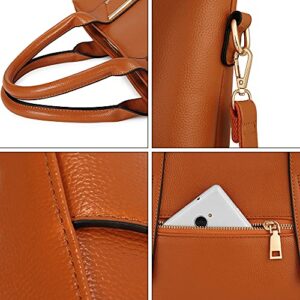 TIBES Fashion Synthetic Leather Handbag Messenger Bag for Women Brown Purse