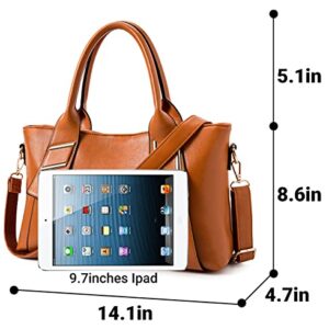 TIBES Fashion Synthetic Leather Handbag Messenger Bag for Women Brown Purse