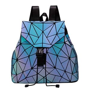 geometric handbag luminous women tote bag holographich purses and handbags flash reflactive crossbody bag for women (strap backpack blue)