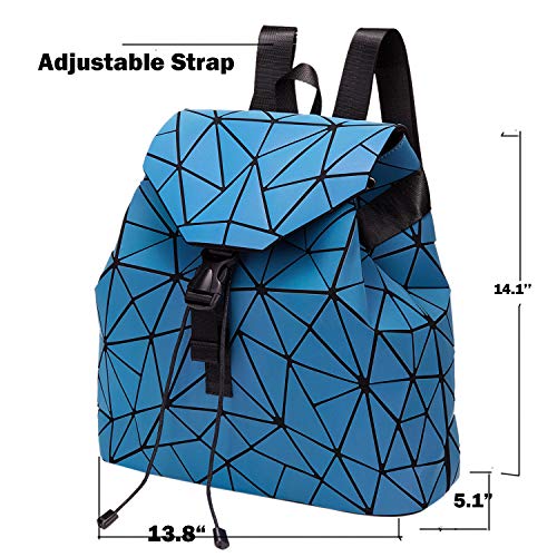 Geometric Handbag Luminous Women Tote Bag Holographich Purses and Handbags Flash Reflactive Crossbody Bag for Women (Strap Backpack Blue)