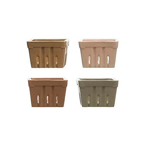 Creative Co-op Stoneware Berry Baskets, Multicolor, Set of 4 (Matte Finish)