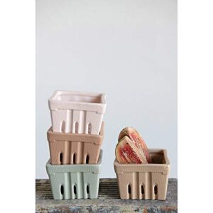 Creative Co-op Stoneware Berry Baskets, Multicolor, Set of 4 (Matte Finish)