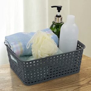 Vcansay 6-Pack Plastic Storage Basket, Small Weave Storage Basket