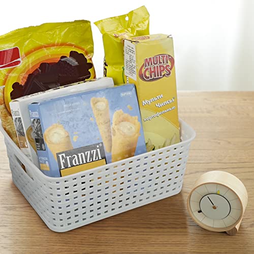 Vcansay 6-Pack Plastic Storage Basket, Small Weave Storage Basket