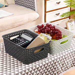 Vcansay 6-Pack Plastic Storage Basket, Small Weave Storage Basket