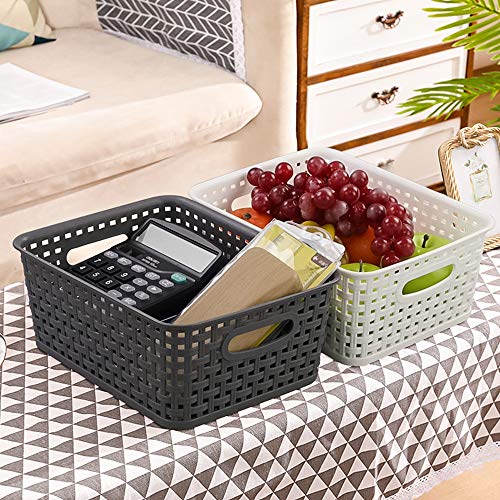 Vcansay 6-Pack Plastic Storage Basket, Small Weave Storage Basket