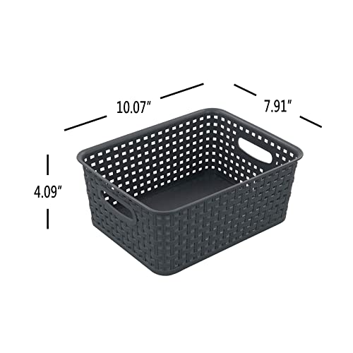 Vcansay 6-Pack Plastic Storage Basket, Small Weave Storage Basket