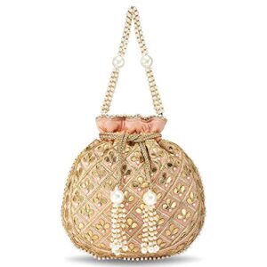 Aheli Indian Potli Bags for Women Evening Bag Clutch Ethnic Bride Purse with Drawstring (P09PCH)