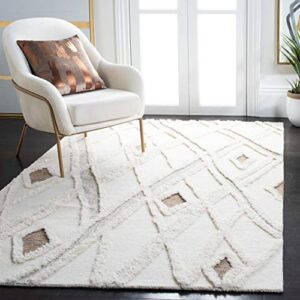 safavieh casablanca collection 4′ square ivory/brown csb975a handmade moroccan premium wool entryway living room foyer bedroom accent rug