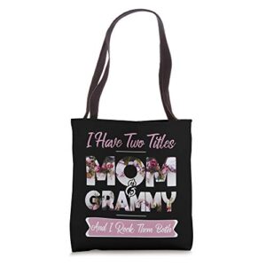 i have two titles mom & grammy tote bags mothers day gift tote bag