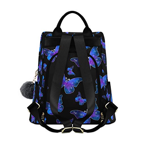 ALAZA Butterfly Print Galaxy Starry Backpack Purse for Women Anti Theft Fashion Back Pack Shoulder Bag