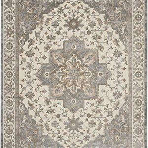 Kathy Ireland Grand Villa Persian Light Grey 8' x 10' Area -Rug, Easy -Cleaning, Non Shedding, Bed Room, Living Room, Dining Room, Kitchen (8x10)