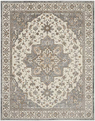 Kathy Ireland Grand Villa Persian Light Grey 8' x 10' Area -Rug, Easy -Cleaning, Non Shedding, Bed Room, Living Room, Dining Room, Kitchen (8x10)