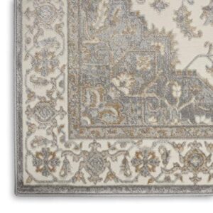 Kathy Ireland Grand Villa Persian Light Grey 8' x 10' Area -Rug, Easy -Cleaning, Non Shedding, Bed Room, Living Room, Dining Room, Kitchen (8x10)