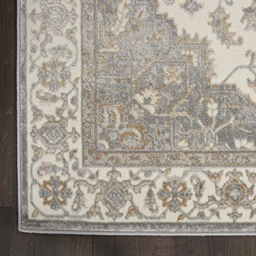 Kathy Ireland Grand Villa Persian Light Grey 8' x 10' Area -Rug, Easy -Cleaning, Non Shedding, Bed Room, Living Room, Dining Room, Kitchen (8x10)