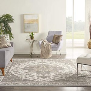 Kathy Ireland Grand Villa Persian Light Grey 8' x 10' Area -Rug, Easy -Cleaning, Non Shedding, Bed Room, Living Room, Dining Room, Kitchen (8x10)