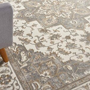 Kathy Ireland Grand Villa Persian Light Grey 8' x 10' Area -Rug, Easy -Cleaning, Non Shedding, Bed Room, Living Room, Dining Room, Kitchen (8x10)