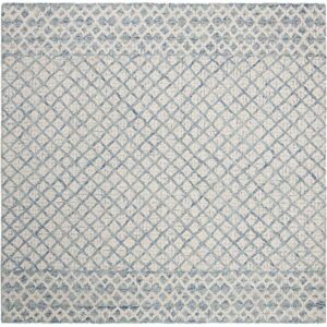 SAFAVIEH Abstract Collection 8' Square Blue/Ivory ABT203A Handmade Premium Wool Living Room Dining Bedroom Area Rug