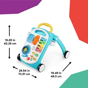 Baby Einstein Musical Mix ‘N Roll 4-in-1 Push Walker, Activity Center, Toddler Table and Floor -Toy for 6 Months+, Blue