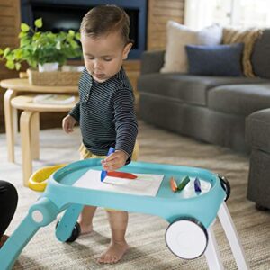 Baby Einstein Musical Mix ‘N Roll 4-in-1 Push Walker, Activity Center, Toddler Table and Floor -Toy for 6 Months+, Blue